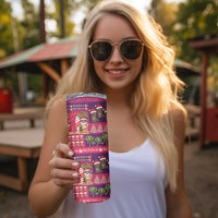 Hawaiian Christmas Skinny Tumbler - Mele Kalikimaka Island Holiday Vibes - Pink Purple LT03 - Polynesian Pride