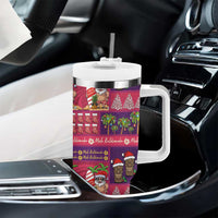 Hawaiian Christmas Tumbler With Handle - Mele Kalikimaka Island Holiday Vibes - Pink Purple