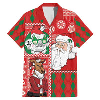 Australian Christmas Family Matching Mermaid Dress and Hawaiian Shirt - Santa Koala Kangaroo and Holiday Cheer LT03 Dad's Shirt - Short Sleeve Red - Polynesian Pride