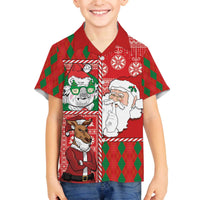 Australian Christmas Family Matching Off The Shoulder Long Sleeve Dress and Hawaiian Shirt - Santa Koala Kangaroo and Holiday Cheer LT03 Son's Shirt Red - Polynesian Pride