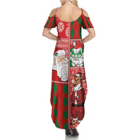 Australian Christmas Family Matching Summer Maxi Dress and Hawaiian Shirt - Santa Koala Kangaroo and Holiday Cheer LT03 - Polynesian Pride