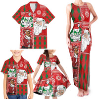 Australian Christmas Family Matching Tank Maxi Dress and Hawaiian Shirt - Santa Koala Kangaroo and Holiday Cheer LT03 - Polynesian Pride
