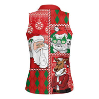 Australian Christmas Women Sleeveless Polo Shirt - Santa Koala Kangaroo and Holiday Cheer