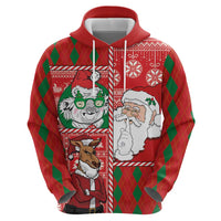 Australian Christmas Zip Hoodie - Santa Koala Kangaroo and Holiday Cheer LT03 - Polynesian Pride