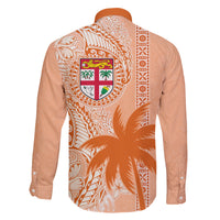 Bula Fiji Family Matching Tank Maxi Dress and Hawaiian Shirt Tropical Flower and Tapa Pattern Peach Fuzz Color LT03 - Polynesian Pride