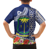 Fiji Natabua High School Kid Hawaiian Shirt Tropical Flower and Tapa Pattern Blue Style LT03 - Polynesian Pride