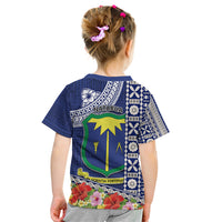 Fiji Natabua High School Kid T Shirt Tropical Flower and Tapa Pattern Blue Style LT03 - Polynesian Pride