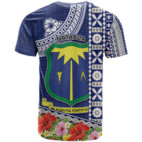 Fiji Natabua High School T Shirt Tropical Flower and Tapa Pattern Blue Style LT03 - Polynesian Pride