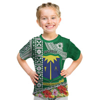 Fiji Natabua High School Kid T Shirt Tropical Flower and Tapa Pattern Green Style LT03 Green - Polynesian Pride