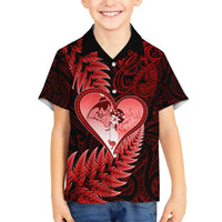 New Zealand Valentine Day Hawaiian Shirt Aotearoa Warrior and Woman Love Story Silver Fern Koru Red Style LT03 - Polynesian Pride