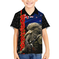 New Zealand Kiwi Soldier ANZAC Hawaiian Shirt Red Poppy Flower and Silver Fern Pattern LT03 - Polynesian Pride