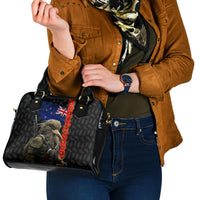 New Zealand Kiwi Soldier ANZAC Shoulder Handbag Red Poppy Flower and Silver Fern Pattern LT03 - Polynesian Pride