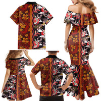 Japanese Culture Hawaii Style Family Matching Mermaid Dress and Hawaiian Shirt Hawaiian Tribal and Japanese Pattern Together Culture LT03 - Polynesian Pride