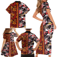 Japanese Culture Hawaii Style Family Matching Short Sleeve Bodycon Dress and Hawaiian Shirt Hawaiian Tribal and Japanese Pattern Together Culture LT03 - Polynesian Pride