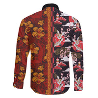 Japanese Culture Hawaii Style Family Matching Short Sleeve Bodycon Dress and Hawaiian Shirt Hawaiian Tribal and Japanese Pattern Together Culture LT03 - Polynesian Pride