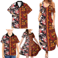 Japanese Culture Hawaii Style Family Matching Summer Maxi Dress and Hawaiian Shirt Hawaiian Tribal and Japanese Pattern Together Culture LT03 - Polynesian Pride