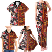 Japanese Culture Hawaii Style Family Matching Tank Maxi Dress and Hawaiian Shirt Hawaiian Tribal and Japanese Pattern Together Culture LT03 - Polynesian Pride