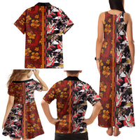 Japanese Culture Hawaii Style Family Matching Tank Maxi Dress and Hawaiian Shirt Hawaiian Tribal and Japanese Pattern Together Culture LT03 - Polynesian Pride