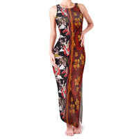 Japanese Culture Hawaii Style Family Matching Tank Maxi Dress and Hawaiian Shirt Hawaiian Tribal and Japanese Pattern Together Culture LT03 Mom's Dress Red - Polynesian Pride