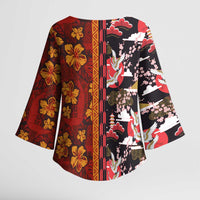 Japanese Culture Hawaii Style Kimono Sleeve Blouse Hawaiian Tribal and Japanese Pattern Together Culture LT03 - Polynesian Pride