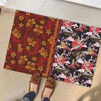 Pan-Pacific Festival Rubber Doormat Hawaiian Tribal and Japanese Pattern Together Culture