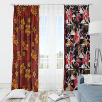 Pan-Pacific Festival Window Curtain Hawaiian Tribal and Japanese Pattern Together Culture