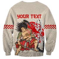 Personalised Pan-Pacific Festival Sweatshirt Japanese Samurai with Hawaiian Pattern