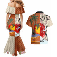 Japanese Culture Hawaii Style Couples Matching Mermaid Dress and Hawaiian Shirt Mauna Kea and Fuji Mountains LT03 - Polynesian Pride