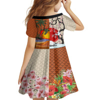 Japanese Culture Hawaii Style Family Matching Short Sleeve Bodycon Dress and Hawaiian Shirt Mauna Kea and Fuji Mountains LT03 - Polynesian Pride
