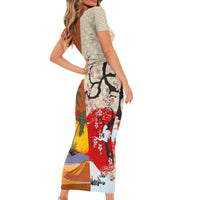 Japanese Culture Hawaii Style Family Matching Short Sleeve Bodycon Dress and Hawaiian Shirt Mauna Kea and Fuji Mountains LT03 - Polynesian Pride