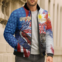 Philippines and United States Semiquincentennial Bomber Puffer Jacket Eagle and National Flag Style
