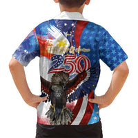 Philippines and United States Semiquincentennial Family Matching Off The Shoulder Long Sleeve Dress and Hawaiian Shirt Eagle and National Flag Style LT03 - Polynesian Pride