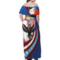 Philippines and United States Semiquincentennial Family Matching Off Shoulder Maxi Dress and Hawaiian Shirt Eagle and National Flag Style LT03 - Polynesian Pride
