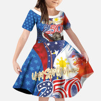 Philippines and United States Semiquincentennial Family Matching Summer Maxi Dress and Hawaiian Shirt Eagle and National Flag Style LT03 Daughter's Dress Multicolor - Polynesian Pride