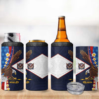 American Samoa and United States Semiquincentennial 4 in 1 Can Cooler Tumbler Bald Eagle with National Flag Style