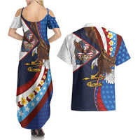 American Samoa and United States Semiquincentennial Couples Matching Summer Maxi Dress and Hawaiian Shirt Bald Eagle with National Flag Style LT03 - Polynesian Pride