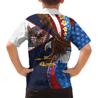 American Samoa and United States Semiquincentennial Family Matching Short Sleeve Bodycon Dress and Hawaiian Shirt Bald Eagle with National Flag Style LT03 - Polynesian Pride
