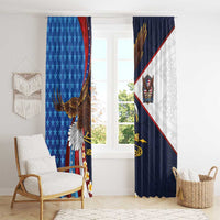 American Samoa and United States Semiquincentennial Window Curtain Bald Eagle with National Flag Style