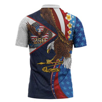 American Samoa and United States Semiquincentennial Zipper Polo Shirt Bald Eagle with National Flag Style
