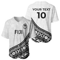Custom Fijian Rugby Baseball Jersey Tapa Pattern and Palm Tree Tribal