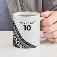 Custom Fijian Rugby Ceramic Mug Tapa Pattern and Palm Tree Tribal