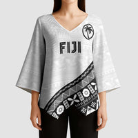 Custom Fijian Rugby Kimono Sleeve Blouse Tapa Pattern and Palm Tree Tribal