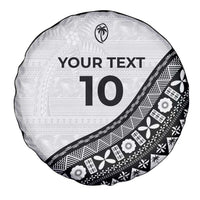 Custom Fijian Rugby Spare Tire Cover Tapa Pattern and Palm Tree Tribal
