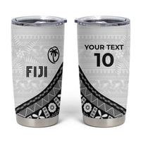 Custom Fijian Rugby Tumbler Cup Tapa Pattern and Palm Tree Tribal