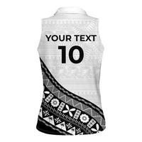 Custom Fijian Rugby Women Sleeveless Polo Shirt Tapa Pattern and Palm Tree Tribal