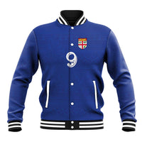 Custom Fijian Football Baseball Jacket Tapa Pattern and Shark Tribal