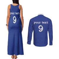Custom Fijian Football Couples Matching Tank Maxi Dress and Long Sleeve Button Shirt Tapa Pattern and Shark Tribal