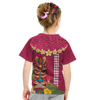Hawaii Plumeria Lei Kid T Shirt Tiki and Kakau Pattern Pink Color