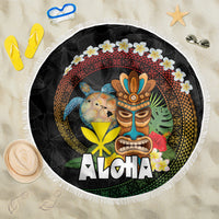 Aloha Hawaii Beach Blanket Kanaka Maoli with Polynesian Spiral Plumeria