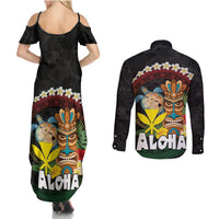 Aloha Hawaii Couples Matching Summer Maxi Dress and Long Sleeve Button Shirt Kanaka Maoli with Polynesian Spiral Plumeria LT03 - Polynesian Pride